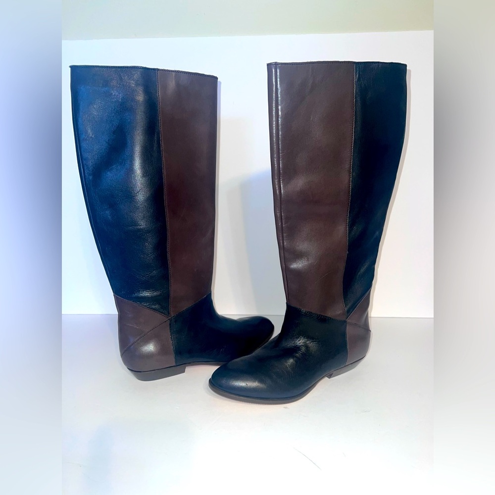 Tuckernuck Black Brown Sloane Patchwork Leather Knee High Boots Sz 6